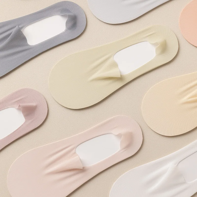 HSS Brand 5Pairs/lot Women's Socks Cotton Bottom Hollow Mesh Thin Socks Summer Silicone Non-slip Solid Color Ice Silk Socks