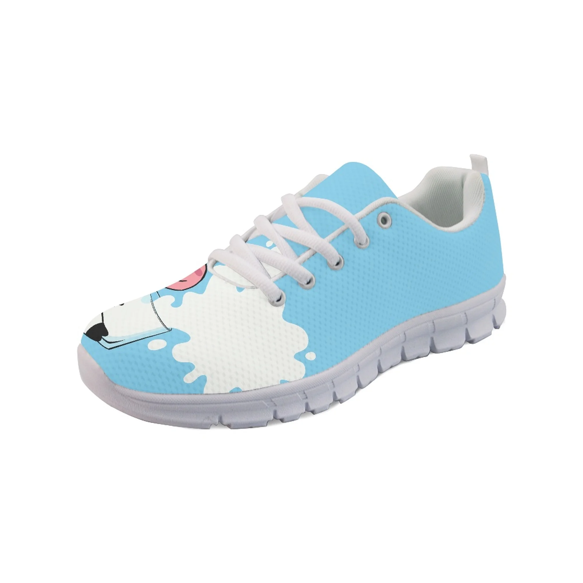 Yikeluo Fashion Cute Cows Printing Flats Shoes for Women Comfort Lace up Mesh Sneakers Femme Casual Sport Footwear Zapatos