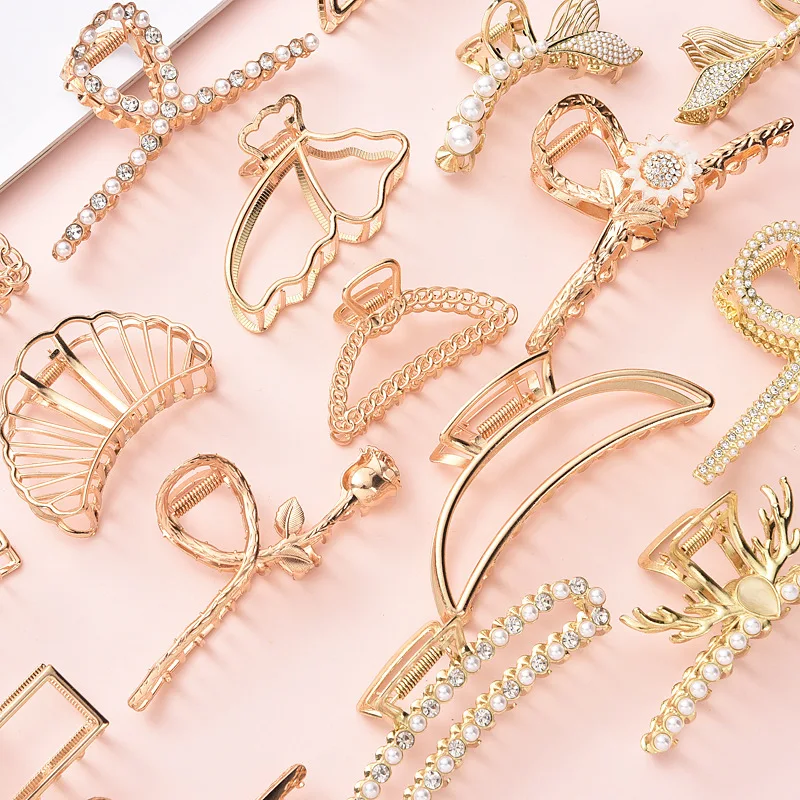 

2023 Multiple Styles Fashion Alloy Geometric Large Exquisite Versatile Hairpin Barrettes for Women Girl Accessories Headwear