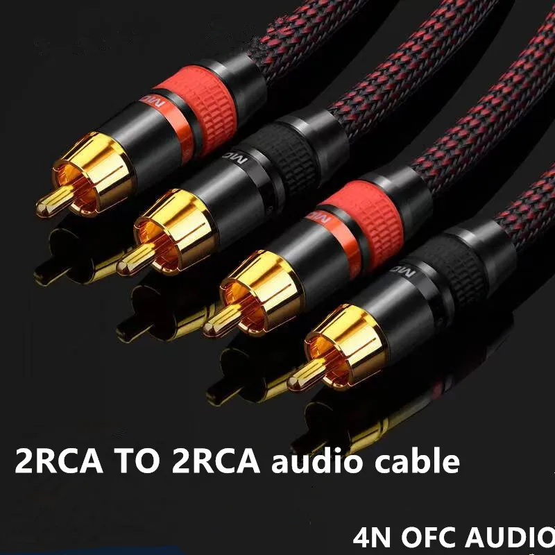 

1 pair RCA audio cable 2 RCA to 2 RCA Interconnect Cable HIFI Stereo 4N OFC Male to Male For Amplifier DAC TV