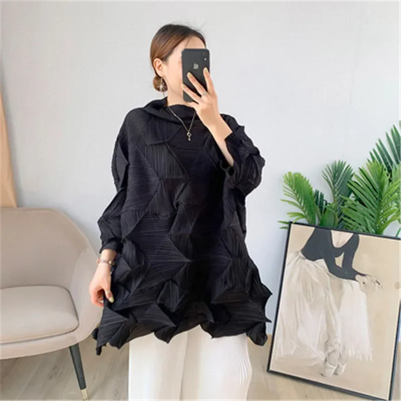 Плиссированные Топы ALSEY Miyake с бриллиантами женская летняя новая широкая футболка