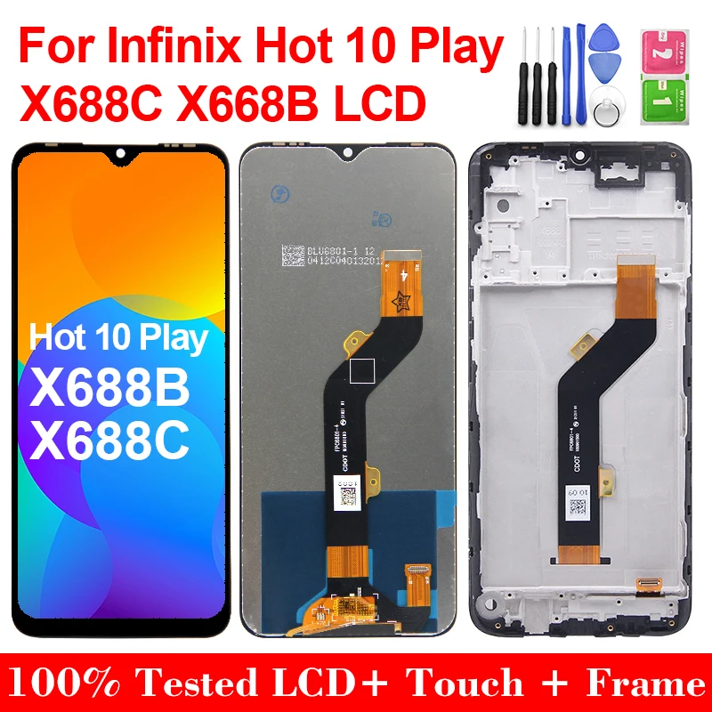 6 82 &quotHot10 Play ЖК-дисплей для Infinix Hot 10 дигитайзер сенсорного экрана в сборе X688 x688D X688C