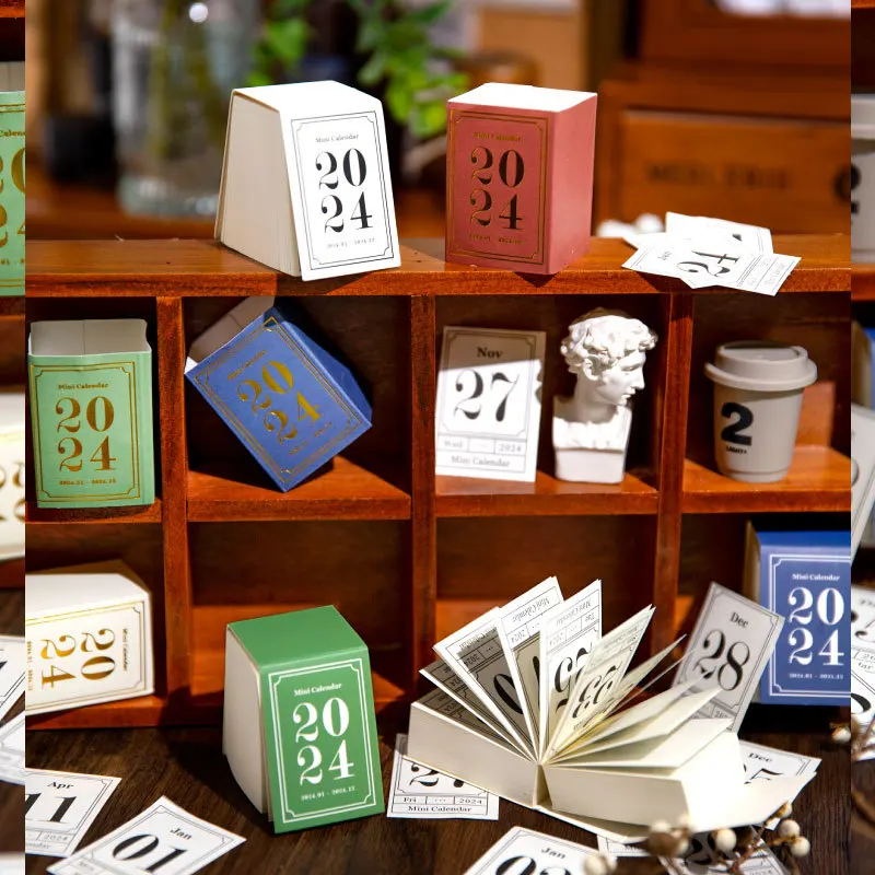 

2024 Calendar Sticker Simplicity Vintage 365 Sheet Daily Calendar Sticker Portable Tearable Scrapbook Time Calendar Sticker