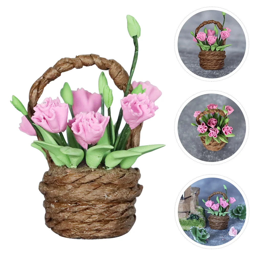 Декоративная цветочная корзина мини-домик миниатюрное украшение для сада своими