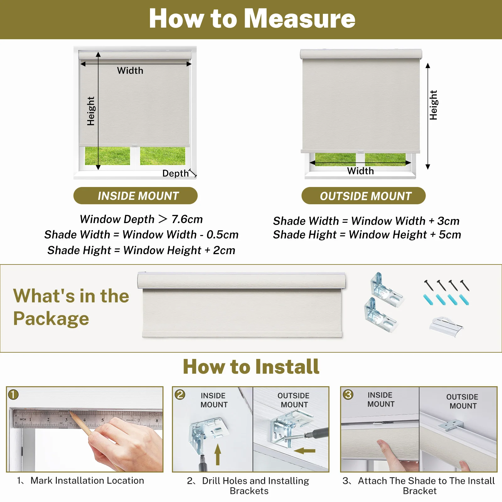 Беспроводные рулонные шторы Moonice 100% затемняющие изоляционные водонепроницаемые