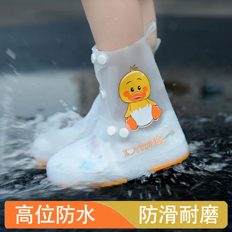 Waterproof Rain Shoes Cover Baby Cartoon Animals Rainy Day Shoes Protector High Top Anti-slip Kids Rain Boots Children