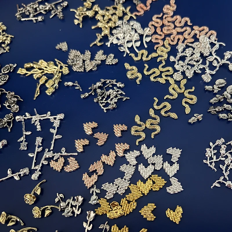 

50pieces Mixed Nail Charms Accessories Retro Gold Silver Nail Diamond Metal Punk Rivet Cross DIY Nail Art Alloy Nail Decoration