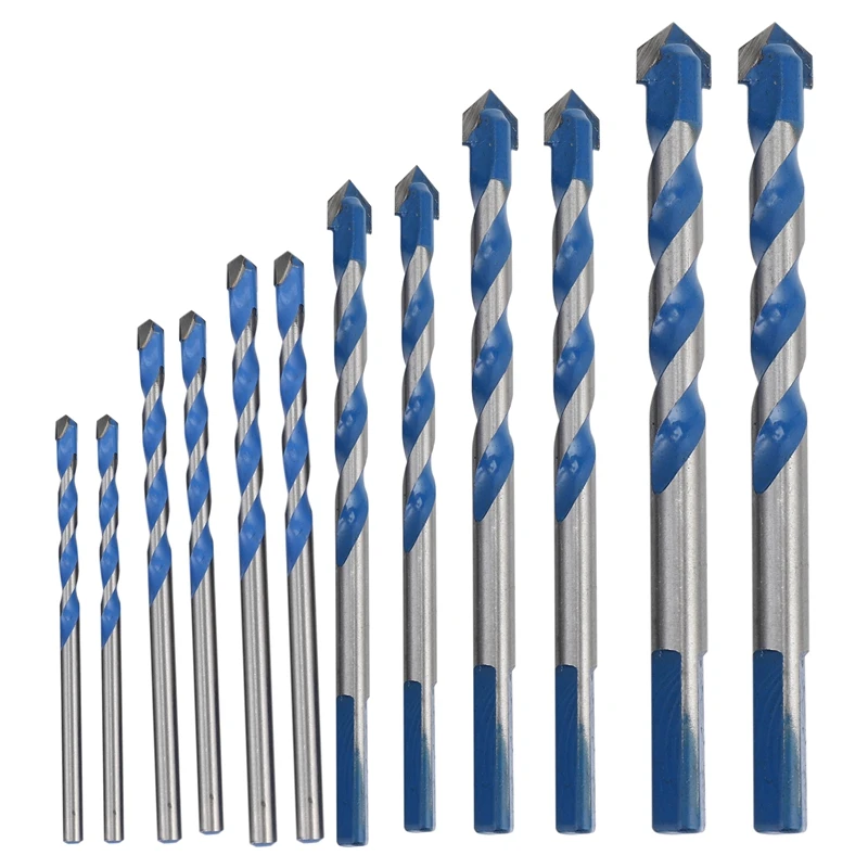 

12 Pcs Masonry Drill Bits Set 3Mm To 12Mm Carbide Twist Tips For WALL, BRICK, CEMENT, CONCRETE, GLASS, WOOD) Have Industrial Str