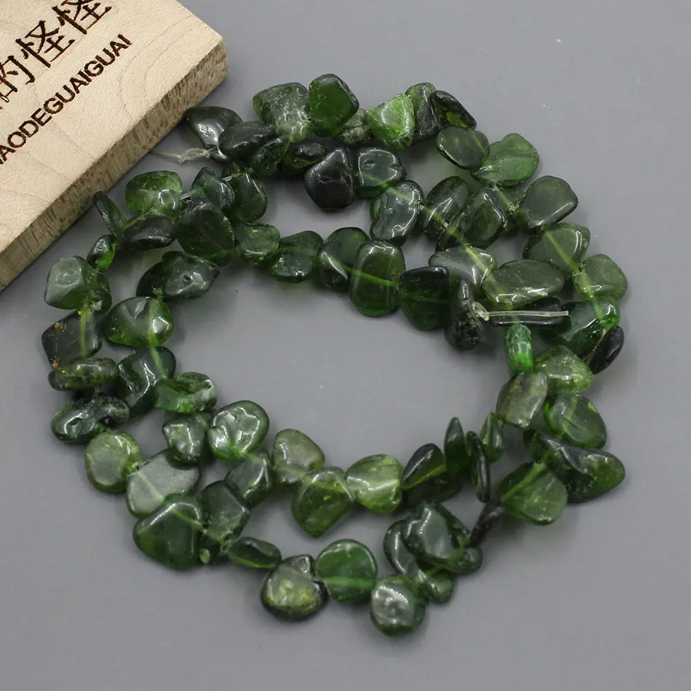 

Natural Green Chrome Diopside Polished Top-drilled Freeform Nugget Loose Beads 15.5" Strand Jewelry Making DIY