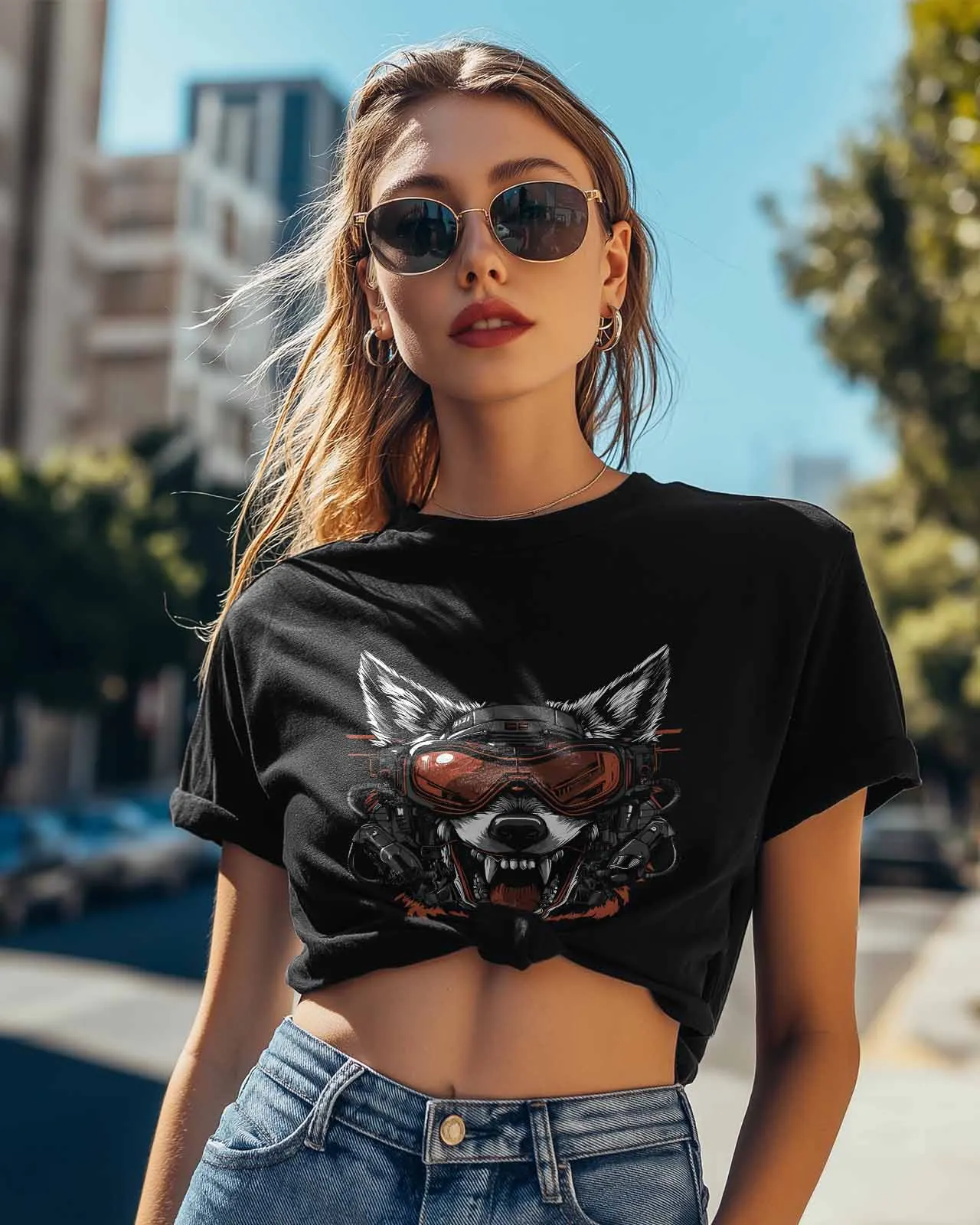 Футболка с рисунком граффити и уличными вовками подарок для влюбленных