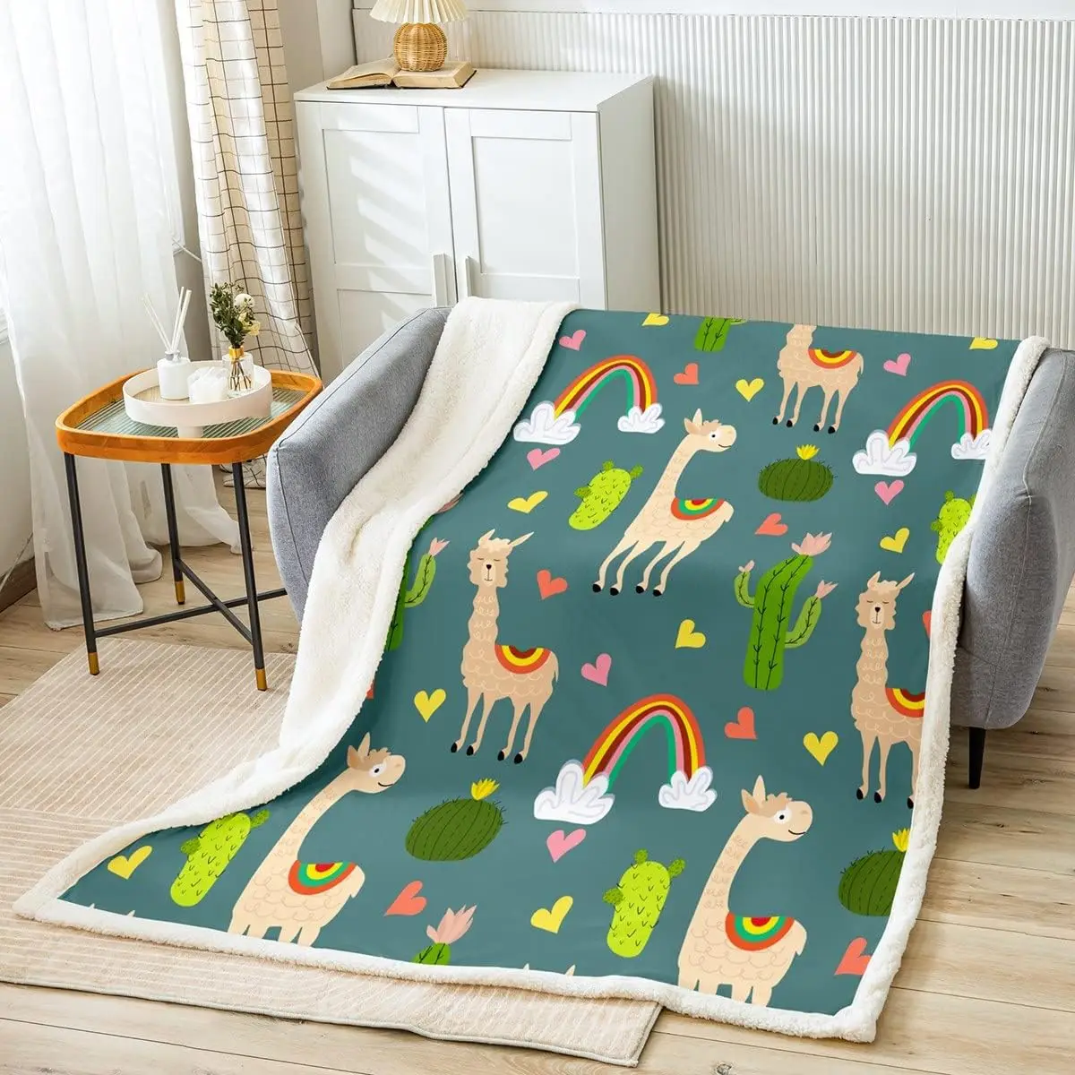 

Мультфильм лама Альпака животное шерпа одеяло кактус флис плед одеяло для кровати диван детская комната Милая лама Декор