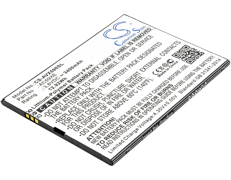 

CS 3400mAh / 12.92Wh battery for Archos 59 Xenon, P336688 AC59XE