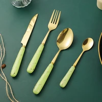 24pcs stainless steel cutlery set ceramic handle dinnerware set knife fork spoon tableware set