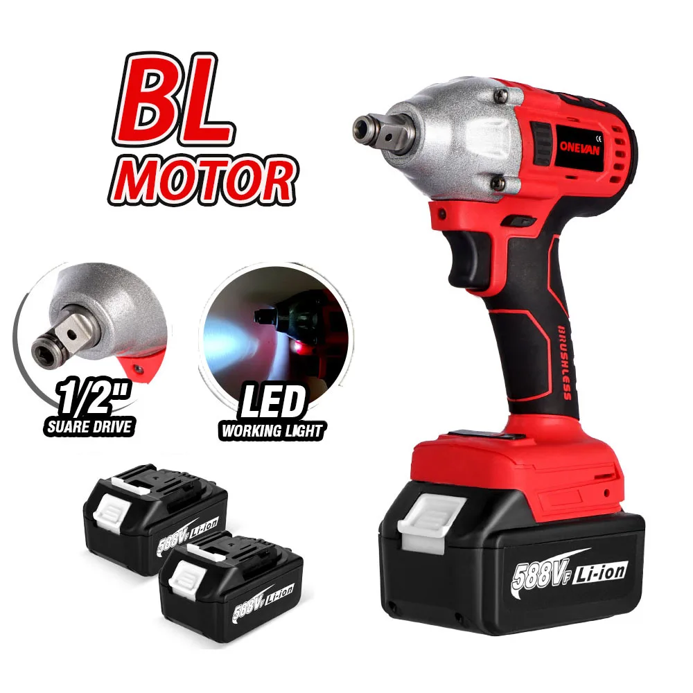 

588NM Cordless Electric Impact Wrench 1/2 Square Wrench Battery Car Repair Power Tool for Makita 18V Battery
