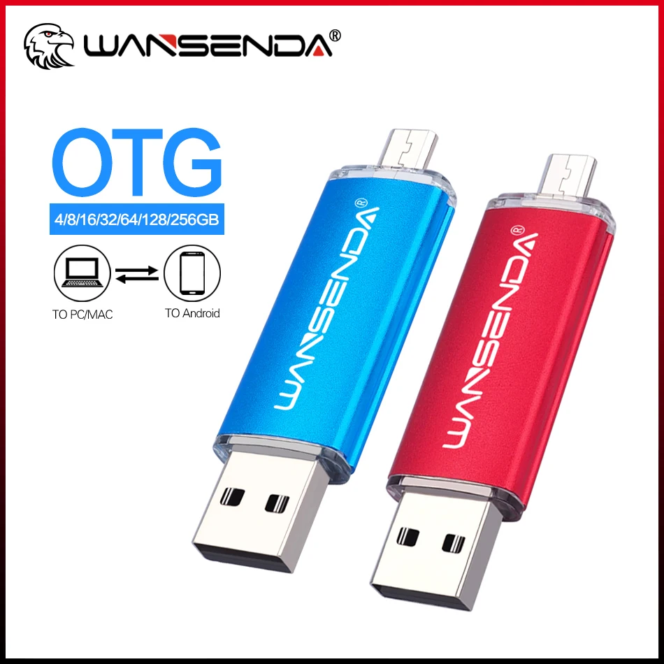 

WANSENDA OTG USB флеш-накопитель, 32 ГБ, 8 ГБ, 16 ГБ, 64 ГБ, 128 ГБ, 256 ГБ
