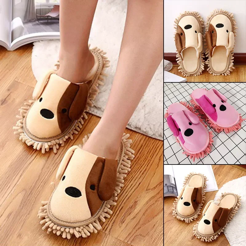 

NEW2023 Cartoon Dog Lazy Mop Slippers Unisex Microfiber Cleaning Floor Dusting Slippers Detachable Mopping Shoes Household Tools