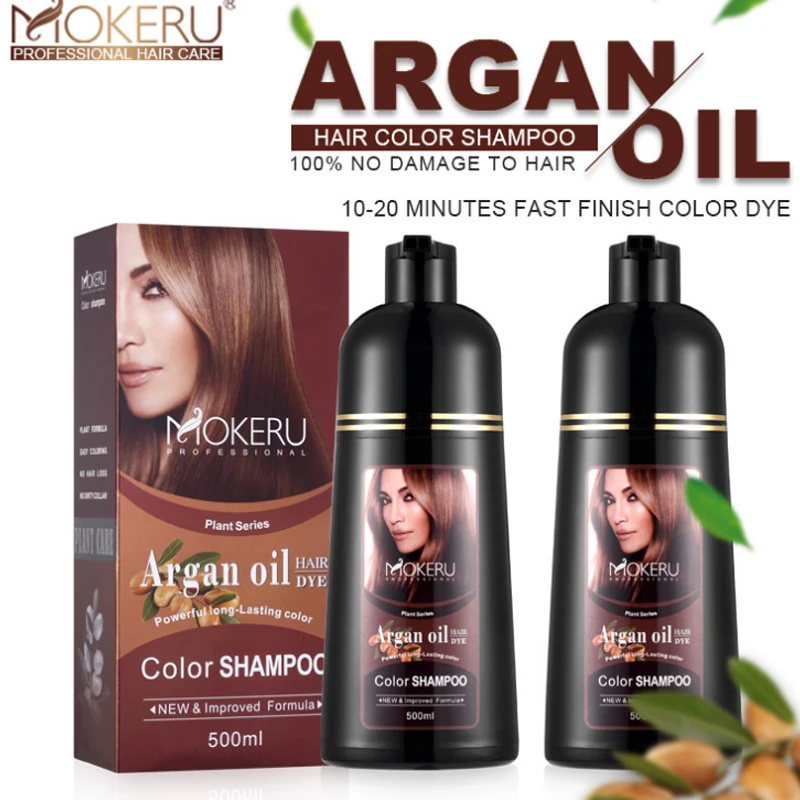 

Mokeru Natural Organic Brown Hair Color Permanent Hair Coloring Shampoo Long Lasting Hair Dye Shampoo For Women Professional Dye