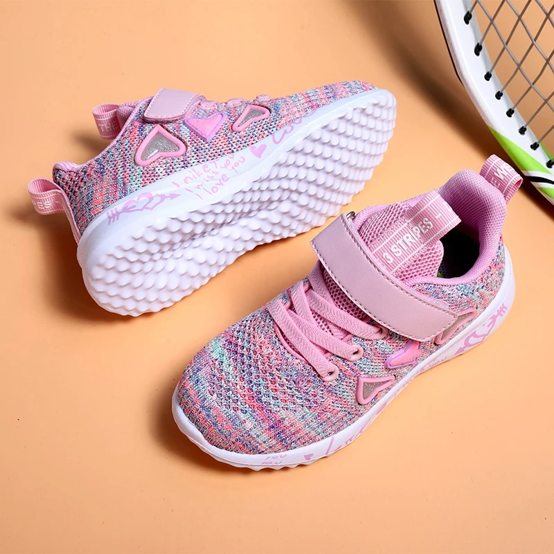Sneakers Girl Gym Shoes Kids Autumn Running Shoes Girls Mesh Sport Shoes Pink Cute Walk Sandals Tennis Shoes Flat Baby Summer