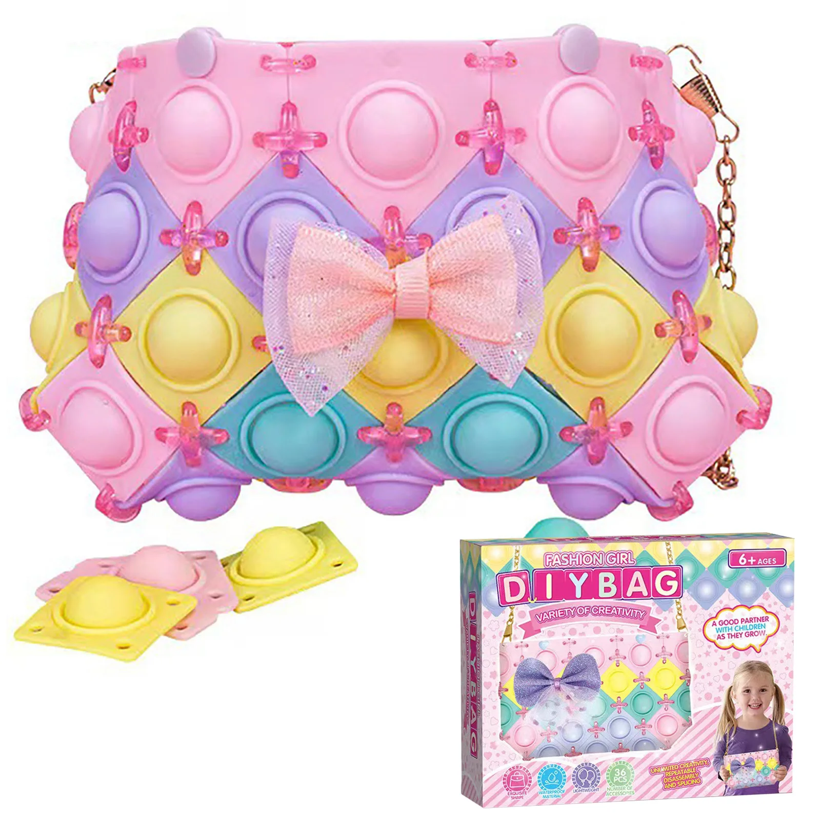 

Наплечная Сумка «сделай сам», нажимайте пузырьки через плечо, кошелек, Милые силиконовые Пузырьковые сумочки для девочек, игрушка для сняти...