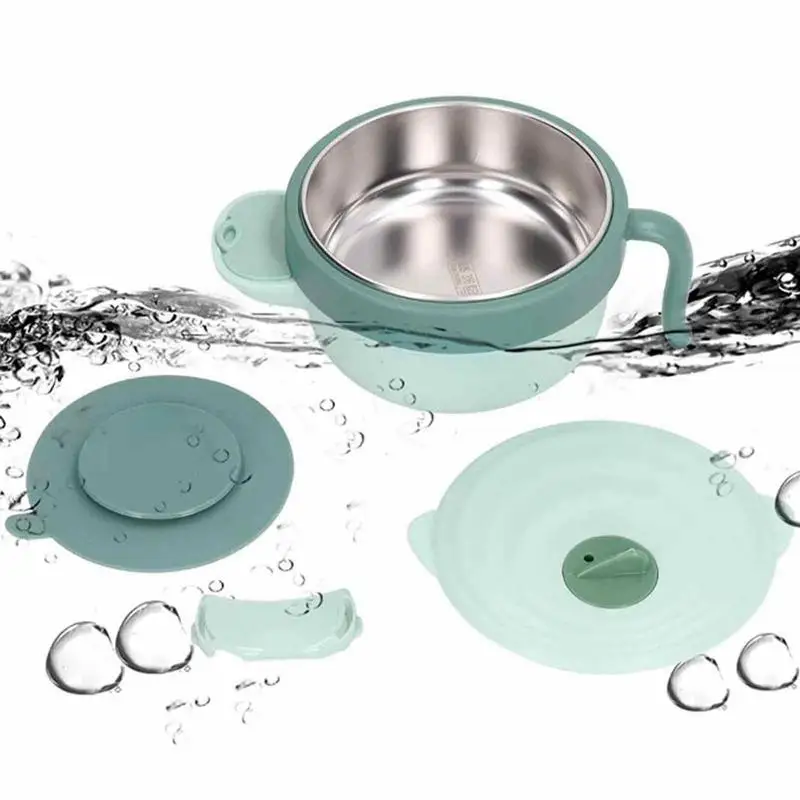 

Suction Bowls For Baby Non-slip Baby Led Weaning Bowls With Lid Multifunctional Stainless Steel Bowl With Water Filling Design