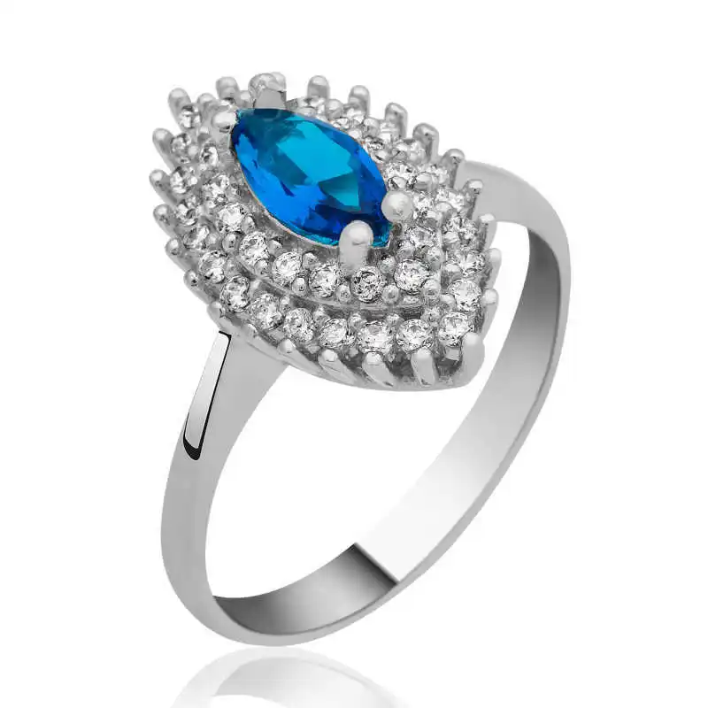 

Серебристо-синее женское кольцо Silverlina