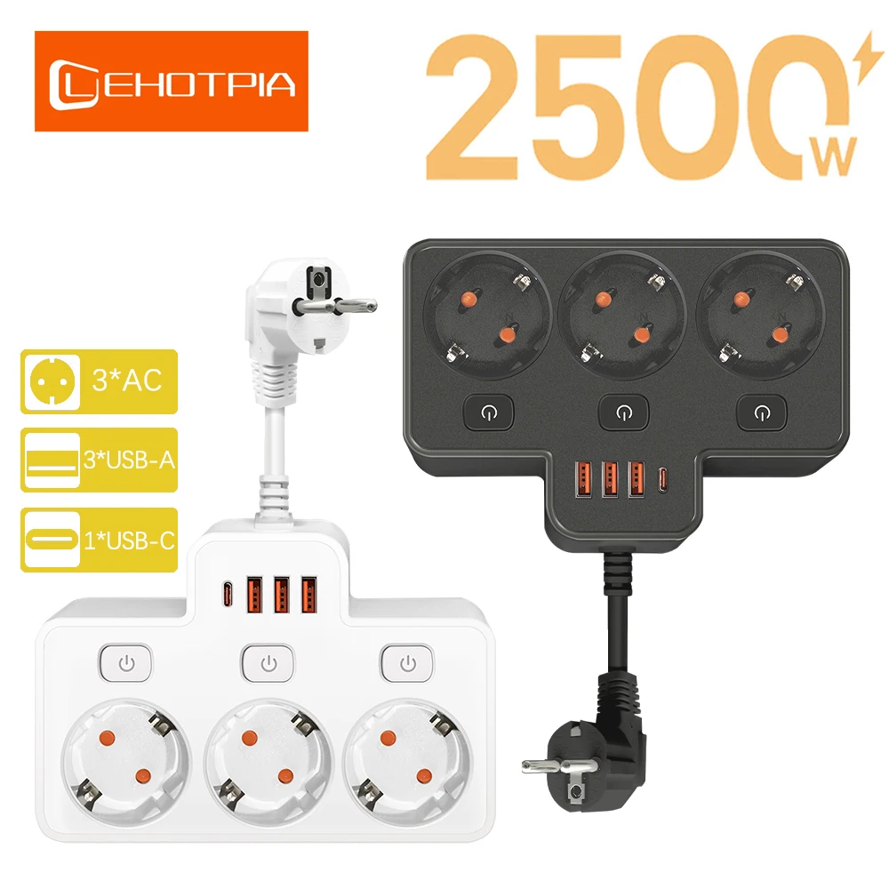 Удлинитель с вилкой переменного тока ЕС настенный независимый переключатель