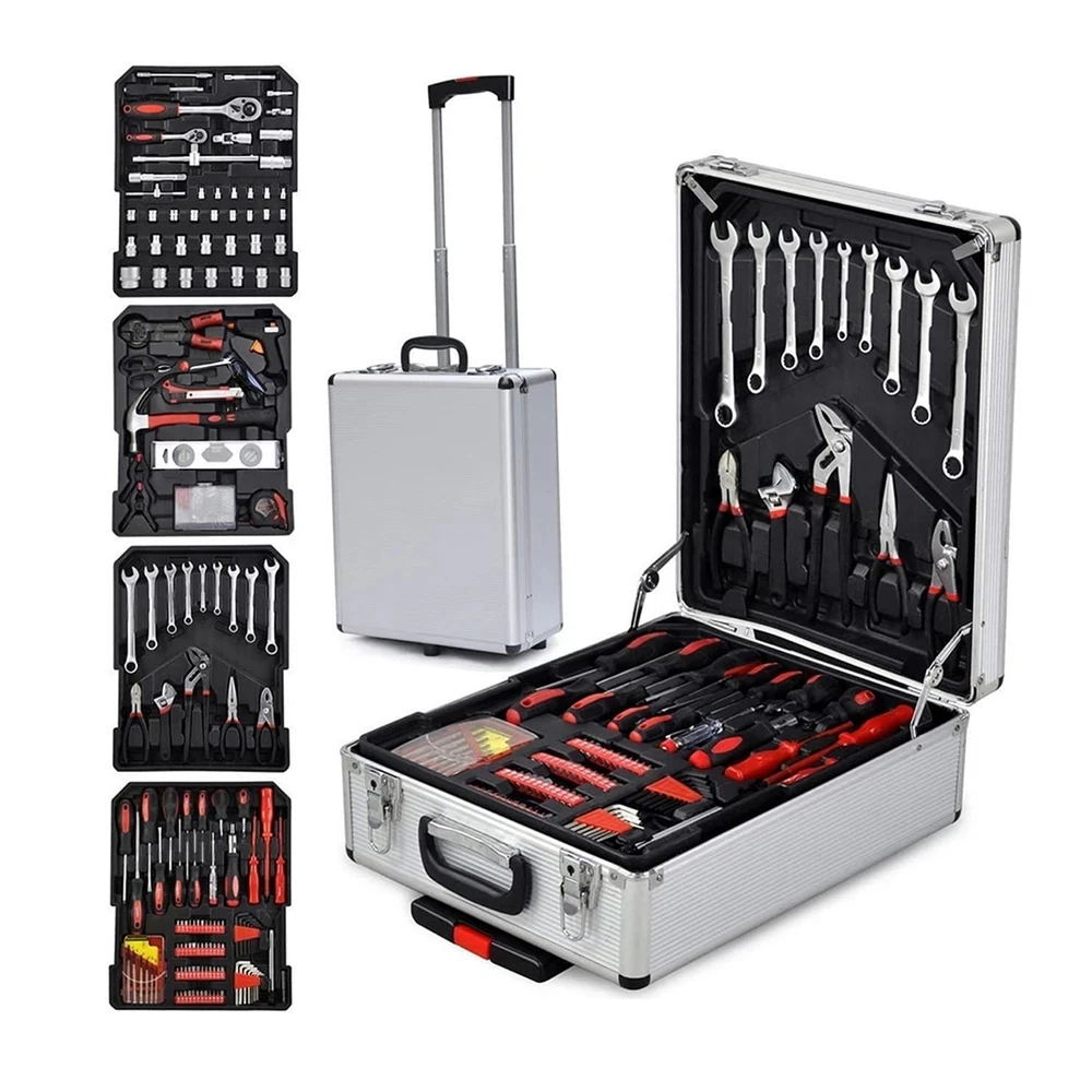 

New low price Mechanical Tool Kit Hand Tool Combination Set Aluminum Trolley Case Tool Storage Storage Box wall plate