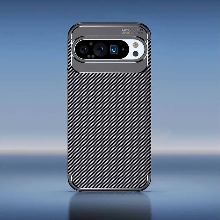 ępione etui Pixel 9Pro XL. Silikonowa odporna na wstrząsy obudowa z włókna węglowego dla Google 9 Pro XL 5G TPU Back Cover Fundas