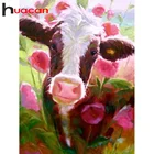 Алмазная вышивка Корова Huacan, Набор для вышивки крестиком, мозаика с изображением животных, домашний декор, хобби, цветок