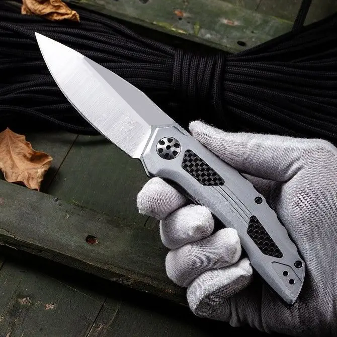 

Kes 5510 Pocket Folding Knife 9CR13MOV Blade Ball Bearing Inlaid Carbon Handle Tactical Hunting Fishing EDC Survival Tool Knives