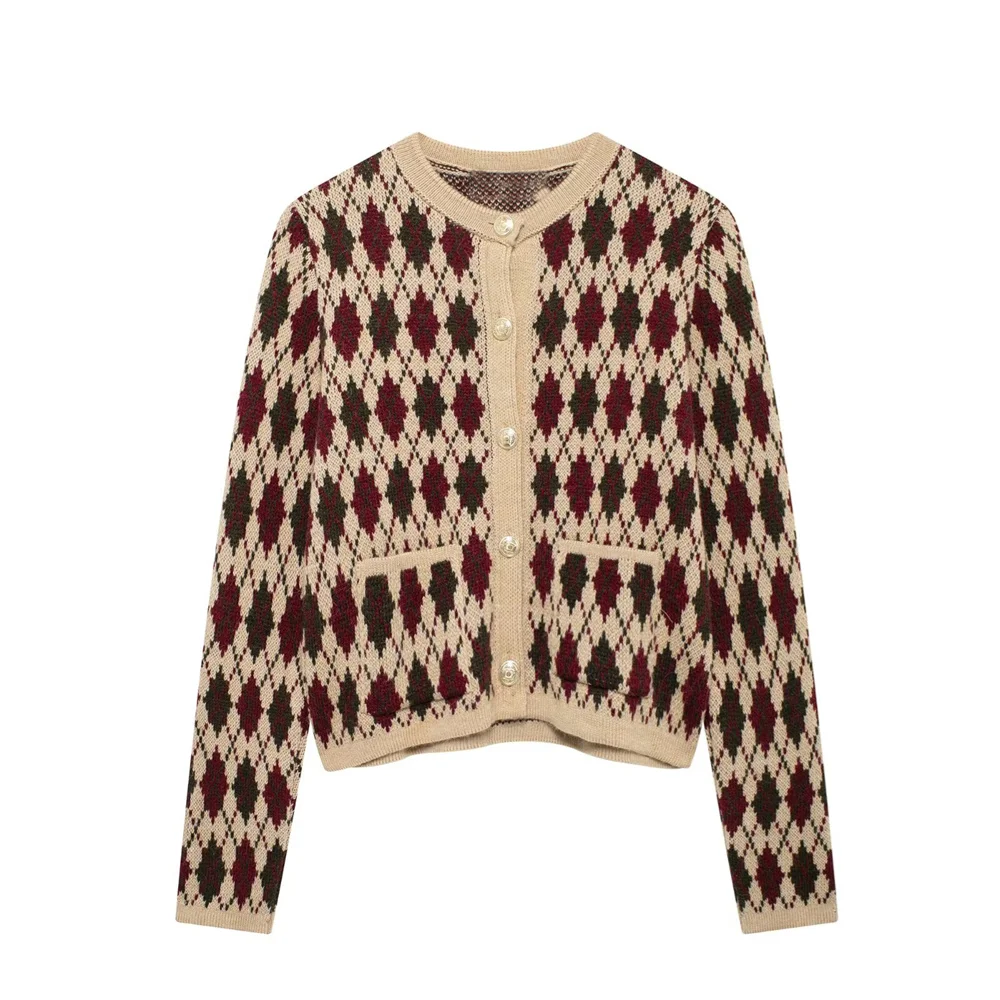 PB &amp ZA женский облегающий однобортный кардиган с круглым вырезом осенне-зимний