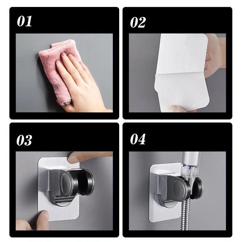 self adhesive shower head holder adjustable punch free bathroom bidet shower head stand bracket wall mounted kitchen accessories free global shipping