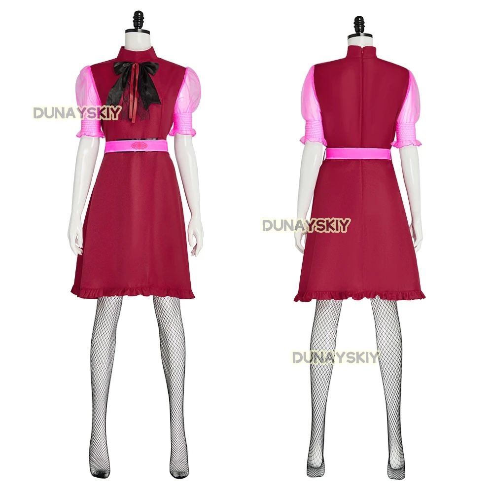 Draculaura Cosplay Anime Movie Monster Dress High Girl Costume Wig Pink Black Halloween Women Fancy Roleplay Outfit