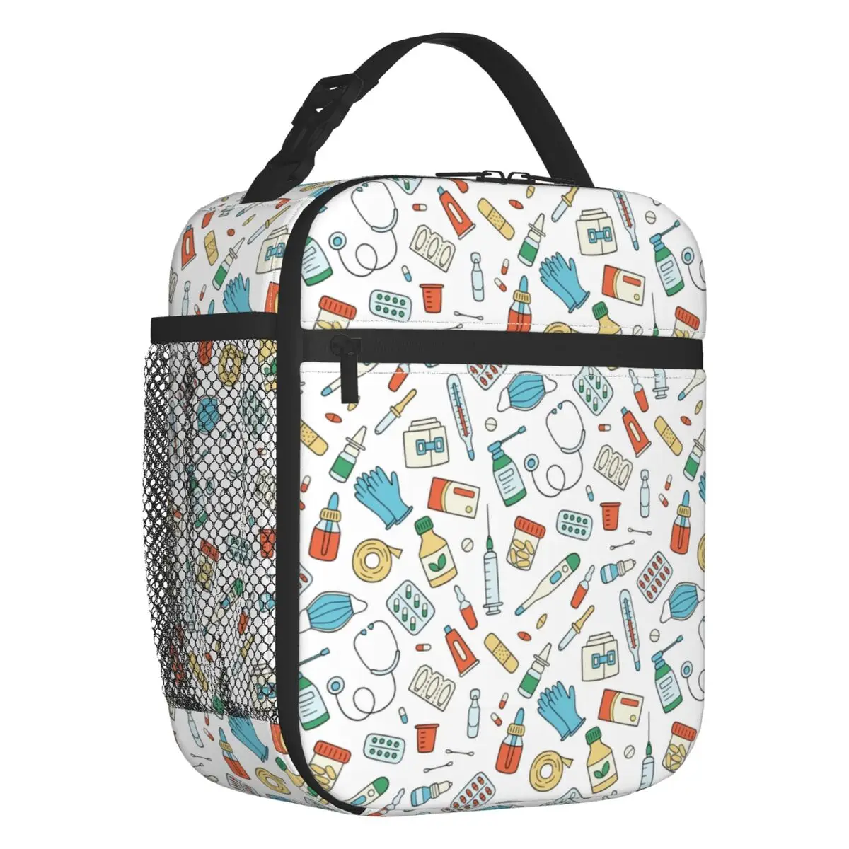 

Изолированная сумка для ланча с рисунком для женщин, забавный герметичный термобокс для медсестер, подходит для пляжа, кемпинга, путешествий