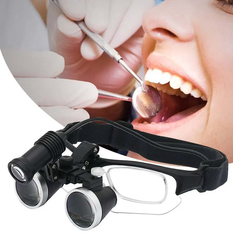 5W LED Headlight Dental Loupes 2.5X/3.5X Headband Binocular Magnifier w/ Prescription Glasses Frame Rechargeable Li-ion Battery - купить по