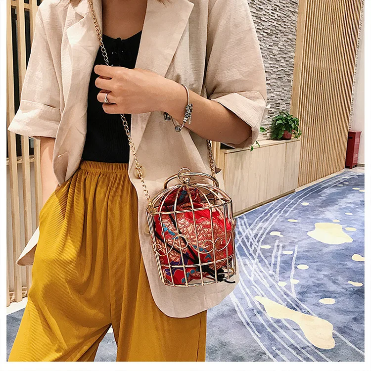 

New Retro Embroidery Style2022 All-match Fashion Birdcage Design Handbag Personality Shoulder Bag Wallet Handbag Luxury Designer