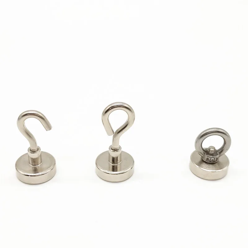 

3 Size Powerful Round Neodymium Magnet With Countersunk Hole Eyebolt Magnetic Close Hook Mini Heavy Duty Hanging Hanger Cup Key