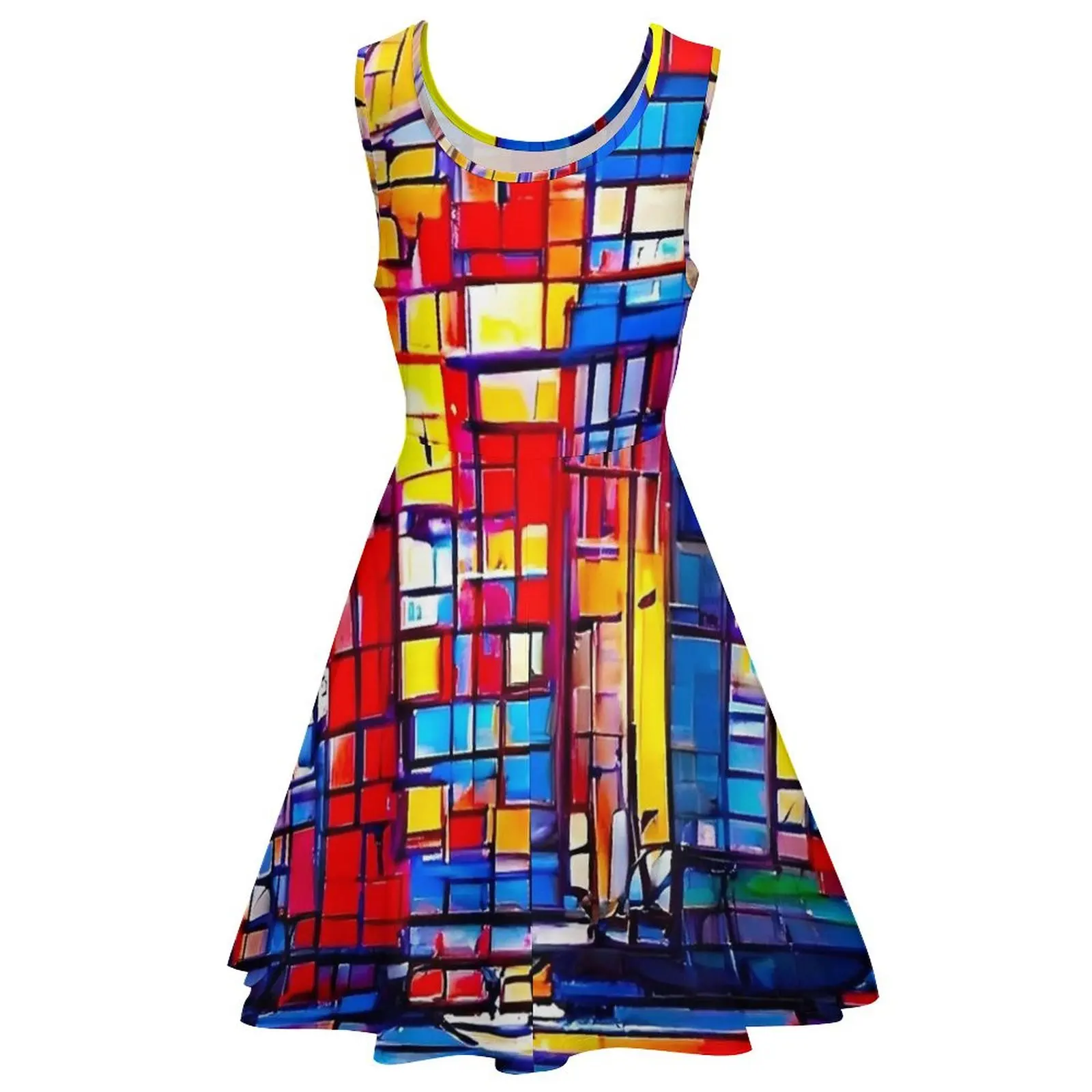 Платье Mondrian в стиле импрессионизма с высокой талией платья уличном весеннее