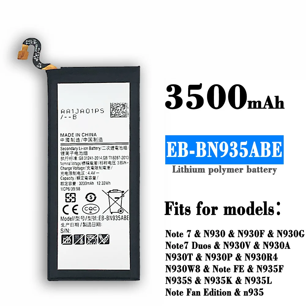 

Orginal EB-BN935ABE Replacement Battery For Samsung Galaxy Note 7 Note FE N935S N935 N935K N935L N930W8 Note FE N935F Bateria