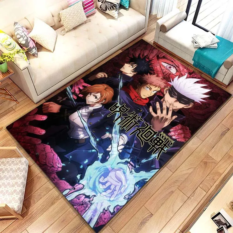 

3D cartoon animation Jujutsu Kaisen area carpet, living room and bedroom decoration, bathroom entrance anti-skid doormat gift