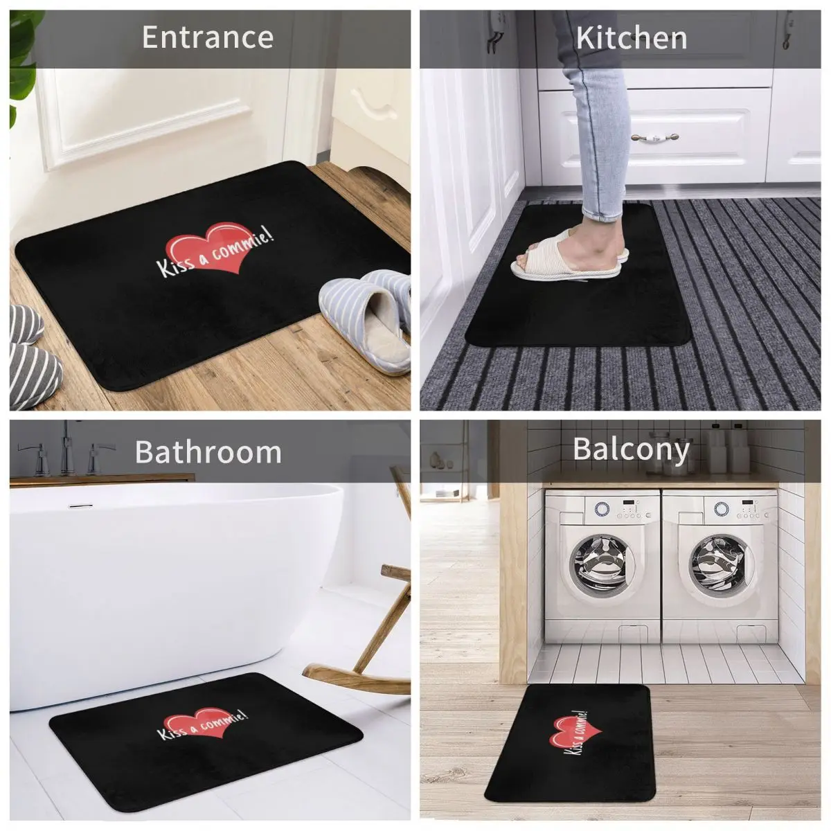 

Bath Mat Kiss A Commie Decor 3D Rug Carpet Doormat Anti-slip Entrance Living Room Home Kitchen Durable Bedroom Hallway