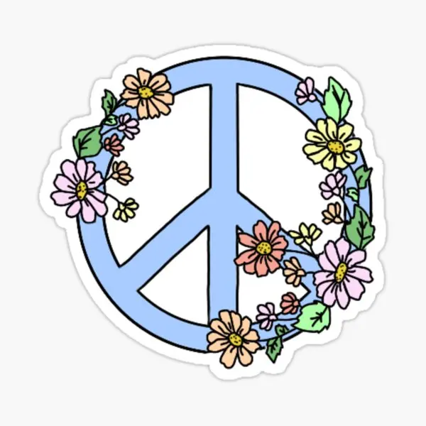 

Peace Sign With Flowers 5PCS Car Stickers for Stickers Print Wall Home Kid Water Bottles Background Art Decorations Fridge Room