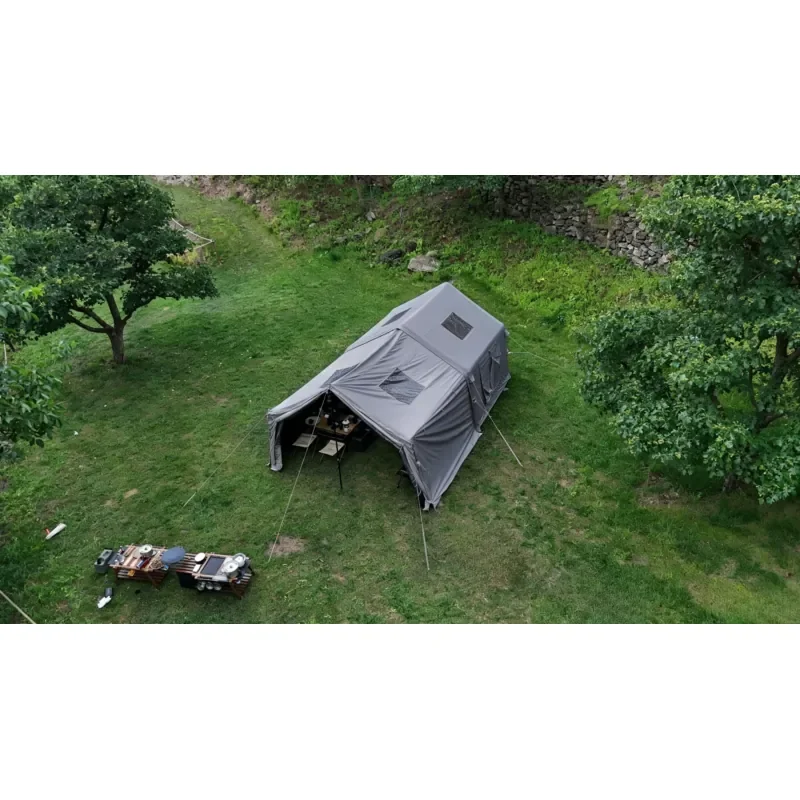 Фото 【Daria Auto Parts】 Надувная палатка Coody 8.0+Framed Foyer Air Tent - серая, из хлопковой ткани, большая, для кемпинга, цена для использования на улице №1