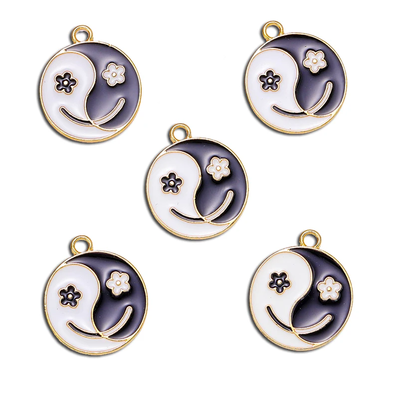 

20pcs Enamel Kung Fu Tai Chi Pendant Necklace Earring Bracelet DIY Making Yin Yang Charm Flower Smiley Handmade Jewelry Accessor