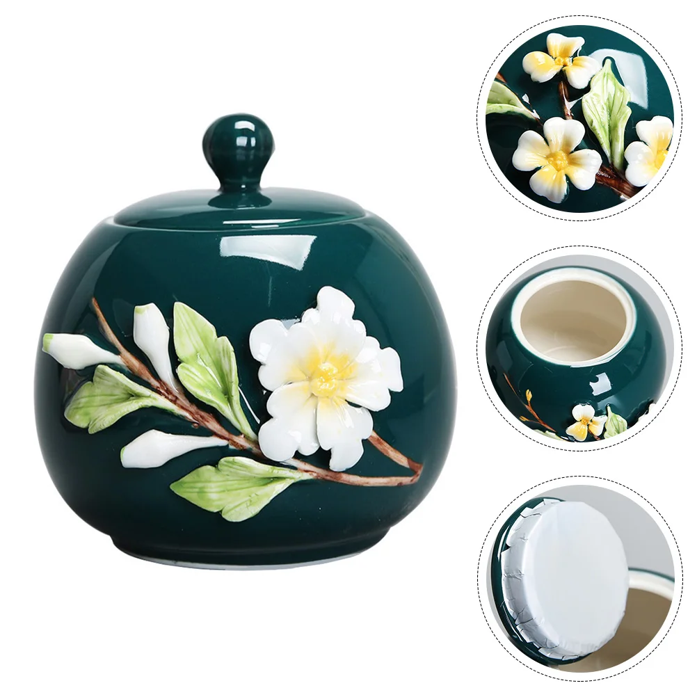 

Tea Jar Container Coffee Canister Ceramic Porcelain Sugar Bottle Spices Powder Protein Loose Flower Portablebean Mini Storage