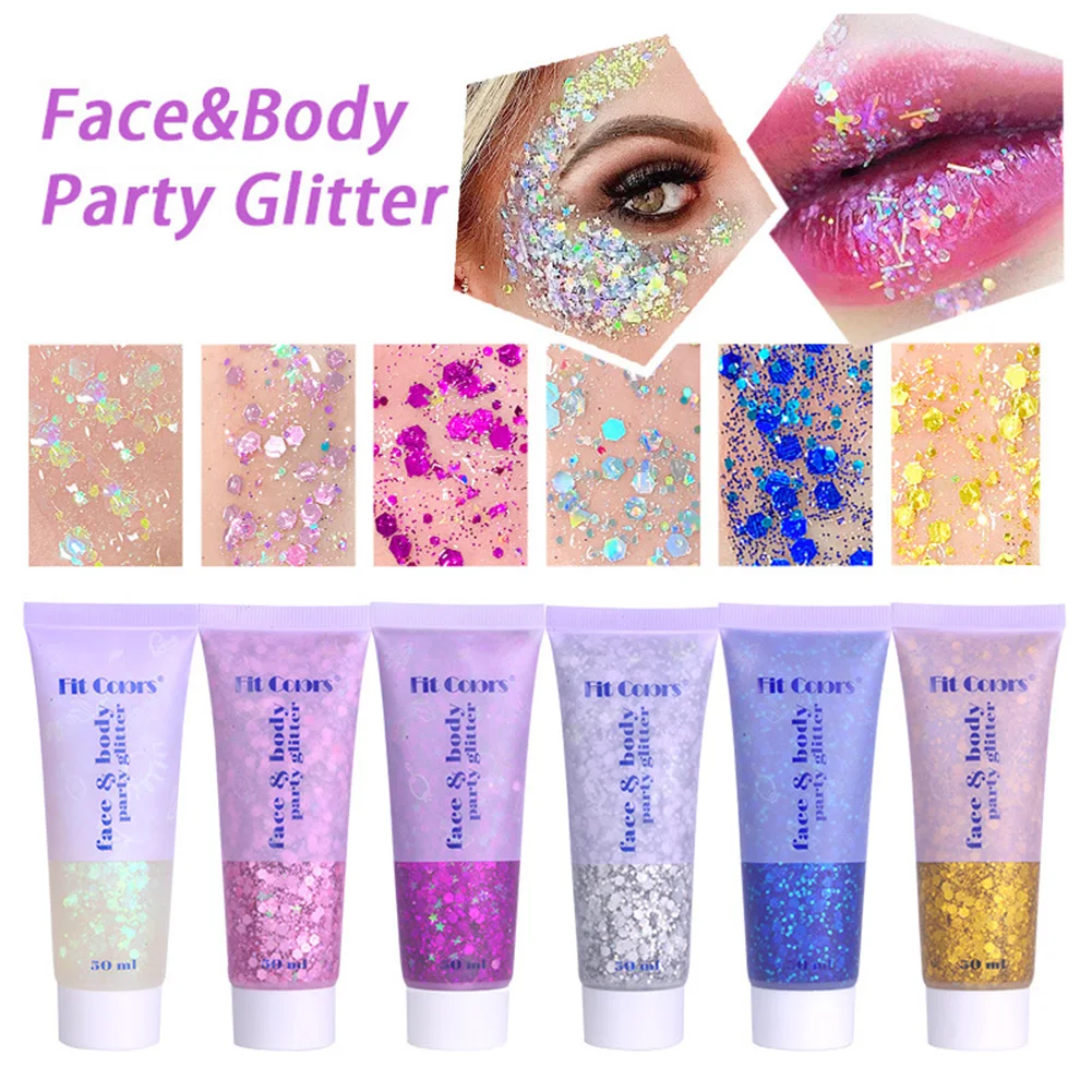 

6 Colors Eyeshadow Glitter Gel Bright Glitter Flash Sequins Cream Face Body Art Makeup Glitters For Eye Shadow Hair Nail Body