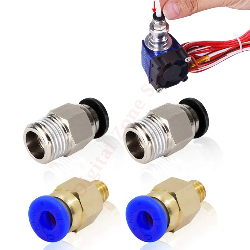 

2Pcs PC4-M6 Pneumatic Fitting Push to Connect + 2Pcs PC4-M10 Straight Quick in Fitting for 3D Printer Bowden Extruder