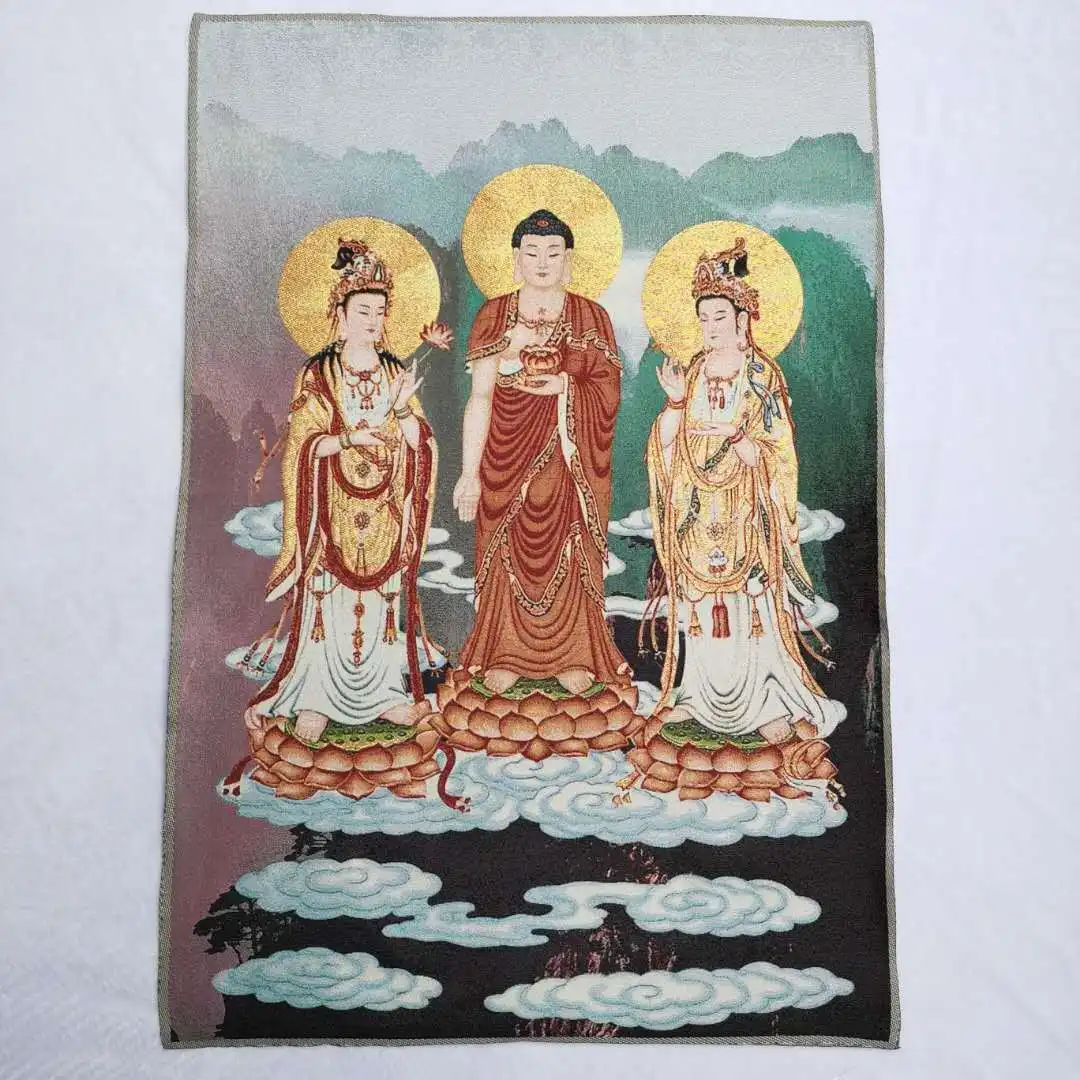 

36 "тибетская ткань, шелковая рулон, с изображением Будды и Гуаньинь Kwan-yin, Tangka Фреска тханка