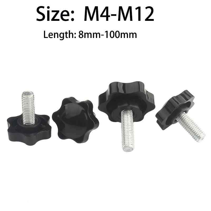 

10 шт. винты M4 M5 M6 M8 M10 M12 ручка из нержавеющей стали с черной пластиковой розеткой ручка в форме звезды