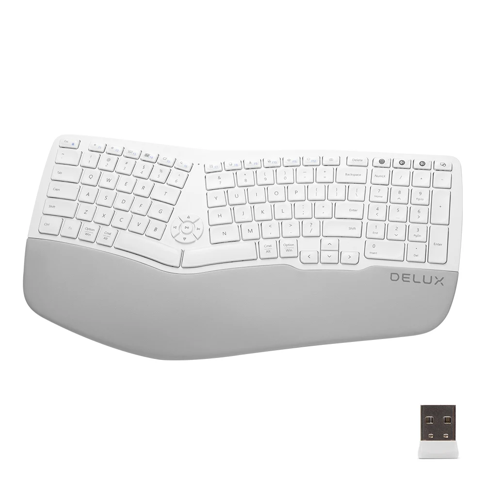 

DELUX GM902 Wireless Ergonomic Split Keyboard and Vertical Mouse M618Mini-White